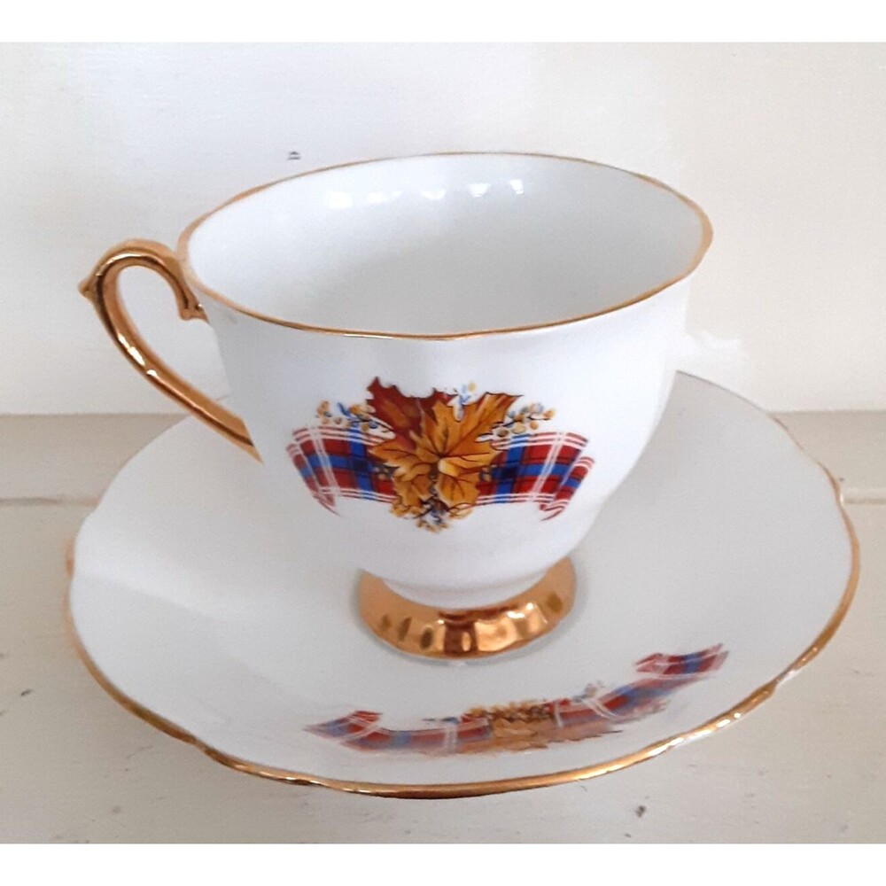 Vintage Windsor Bone China Royal Canadian Tartan Teacup & Saucer England